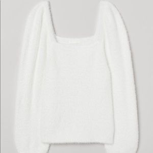 H&M fuzzy white top